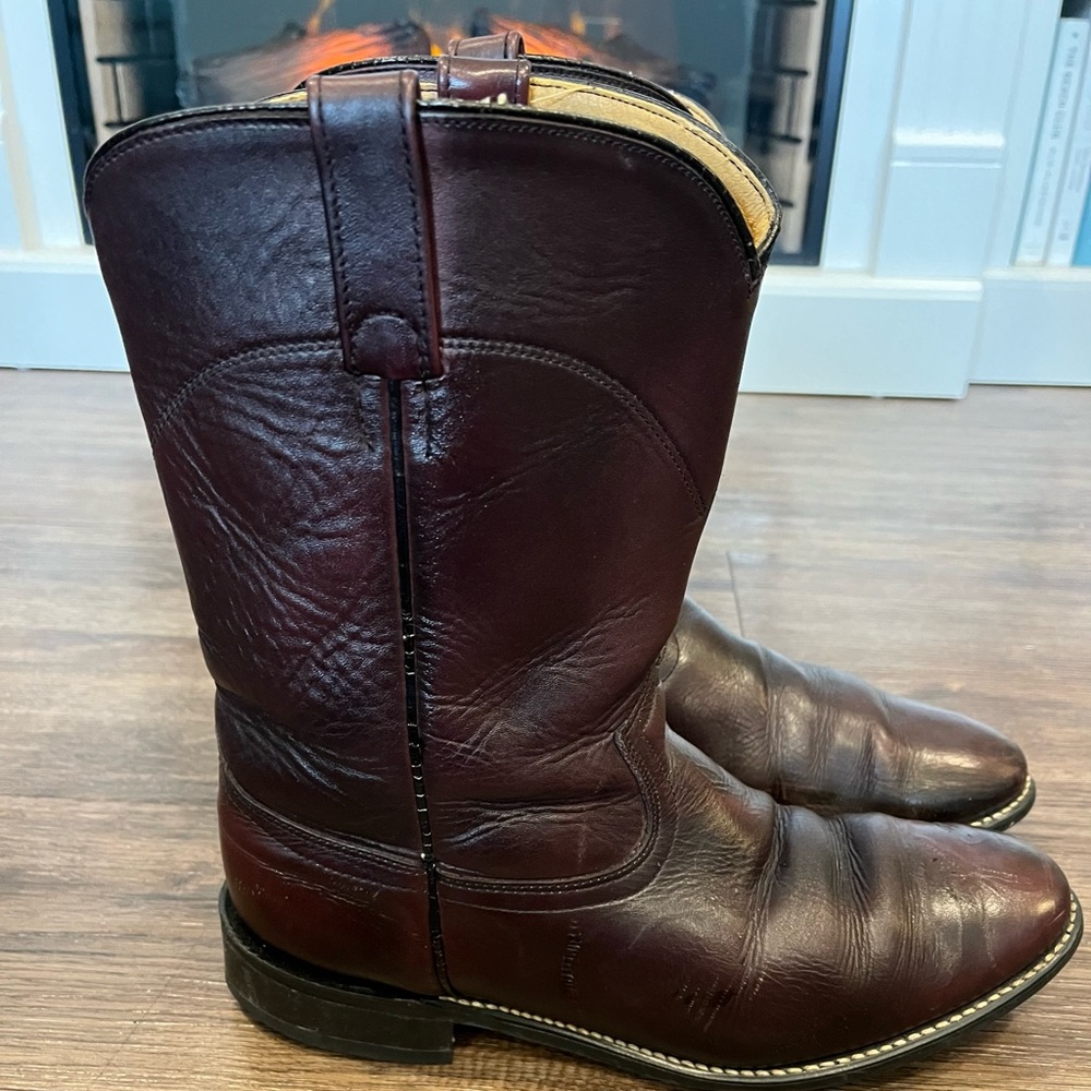Vintage ACME Cowboy Boots Men’s 10D Western chocolate Brown Leather Roper